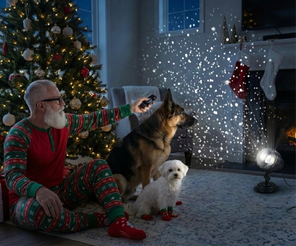 Magical LED Snowfall Projector – Indoor/Outdoor Snowflake Light (With Remote & Timer)