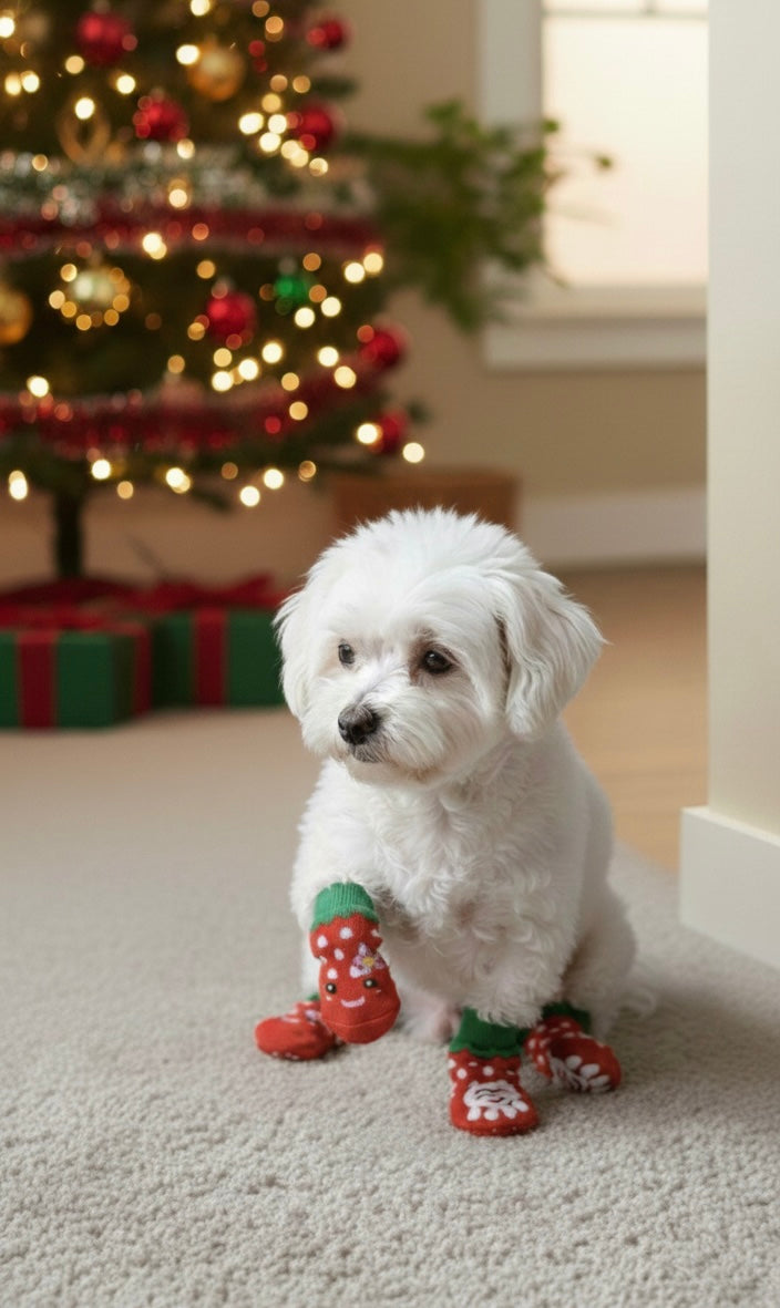 Non-Slip Christmas Dog Socks – Warm, Safe & Adorable